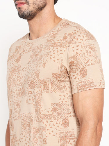 RED CHIEF Beige Cotton Poly T-Shirt for Men 8220315 026