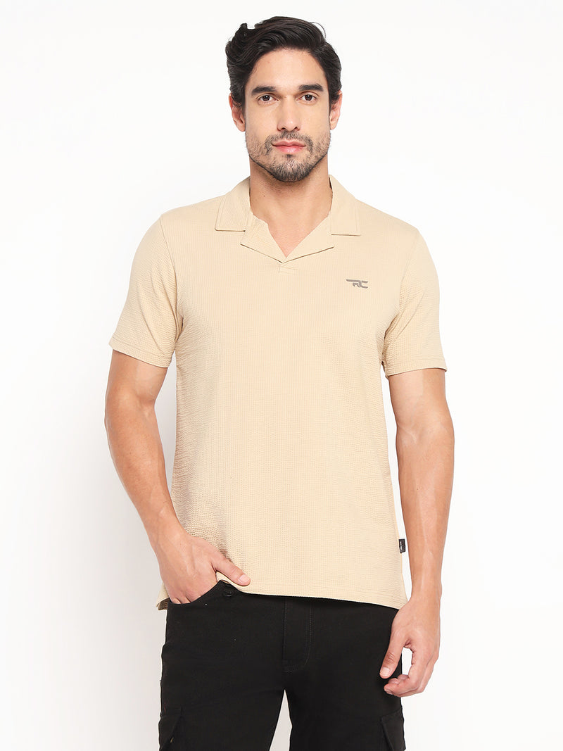 RED CHIEF Beige Cotton Poly T-Shirt for Men 8220319 026