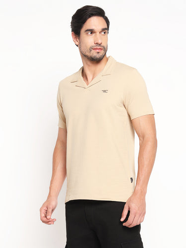 RED CHIEF Beige Cotton Poly T-Shirt for Men 8220319 026