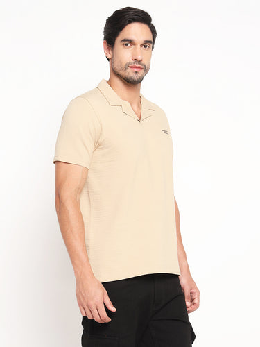 RED CHIEF Beige Cotton Poly T-Shirt for Men 8220319 026