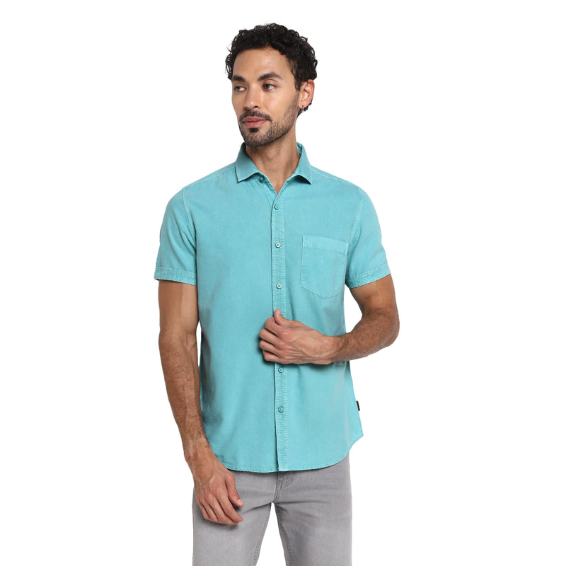 RED CHIEF Green Cotton Casual Shirt for Men O-8120055 025