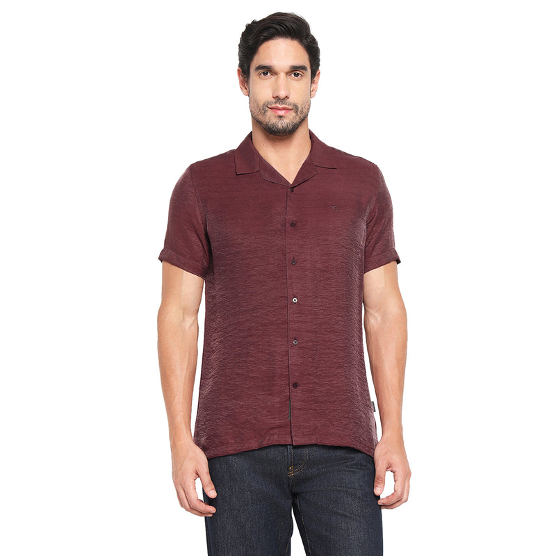 RED CHIEF Mehroon Viscose Nylon Casual Shirt for Men O-8120058 203