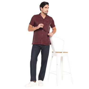 RED CHIEF Mehroon Viscose Nylon Casual Shirt for Men O-8120058 203