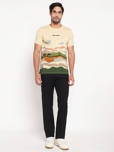 RED CHIEF Beige Cotton Poly T-Shirt for Men O-8220080 026