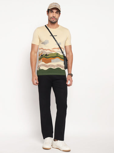RED CHIEF Beige Cotton Poly T-Shirt for Men O-8220080 026