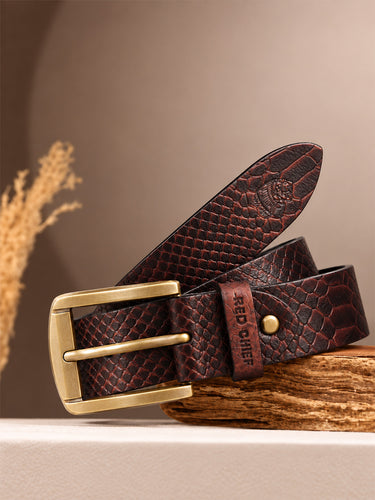 Red Chief Men's Brown Genuine Leather Casual Belt | A80424 003