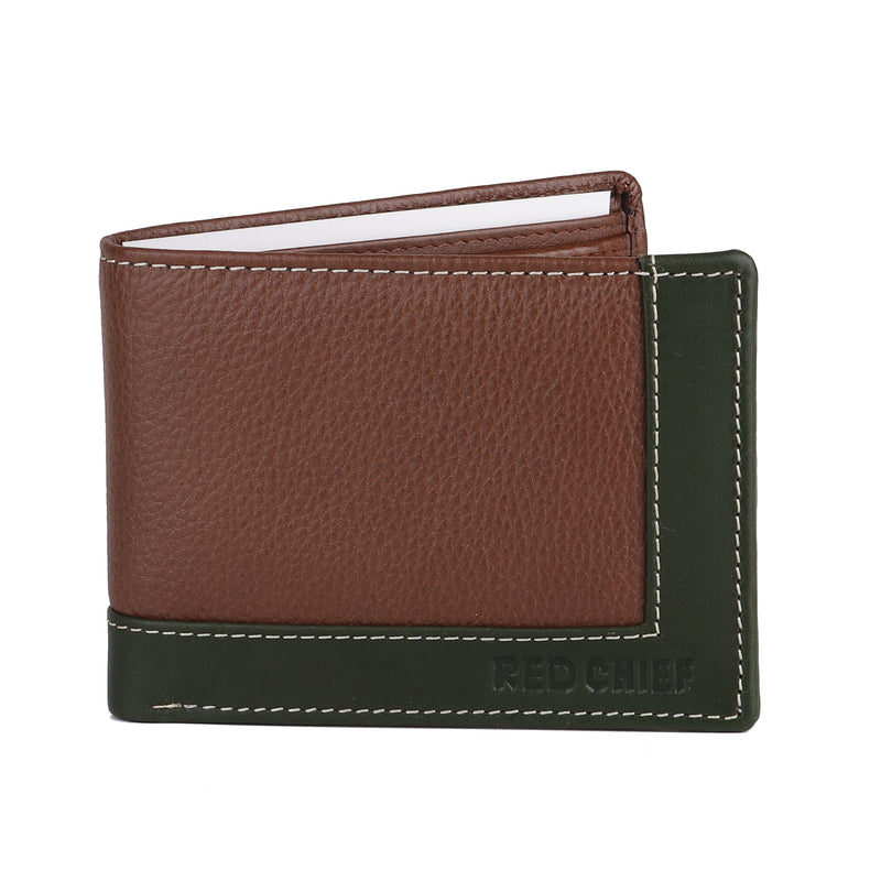 RED CHIEF Green/Ten Leather Wallet for Men A90159 139