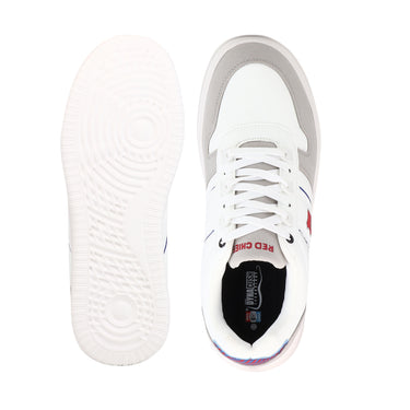 Red Chief Sports White-Gray Color & Low Ankle Lace-Up Comfortable Sneaker Shoes for Men |C6025 085