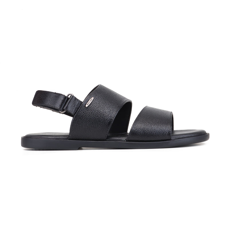 RED CHIEF Black Leather Slipper for Men RC4097 001