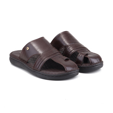 RED CHIEF Brown Leather Slipper for Men RC4093 003