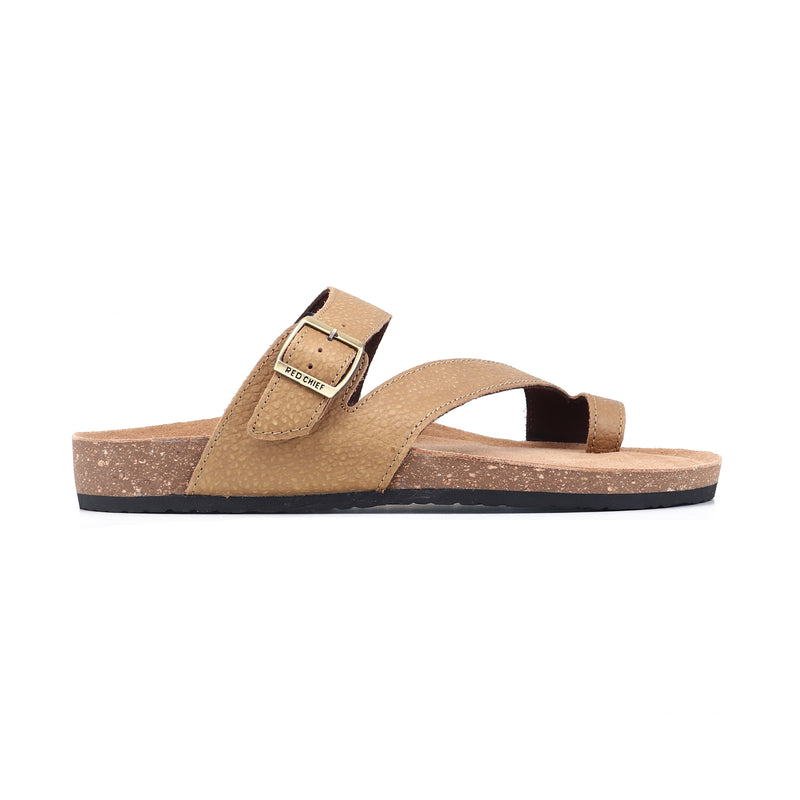 RED CHIEF Camel Leather Slipper for Men RC760 004