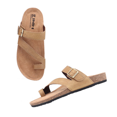 RED CHIEF Camel Leather Slipper for Men RC760 004