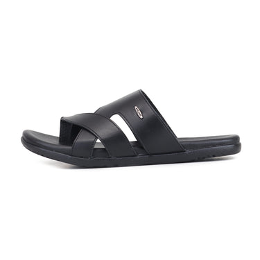 RED CHIEF Black Leather Slipper for Men RC850 001