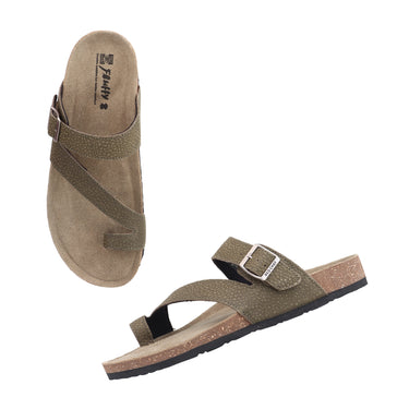 RED CHIEF Olive Leather Slipper for Men RC760 124