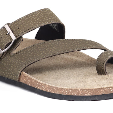 RED CHIEF Olive Leather Slipper for Men RC760 124