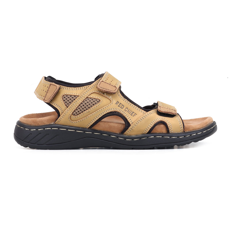 RED CHIEF Olive Leather Sandal for Men RCF774 124
