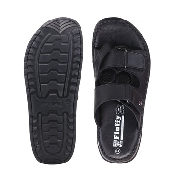 RED CHIEF Black Leather Slipper for Men RC6080 001