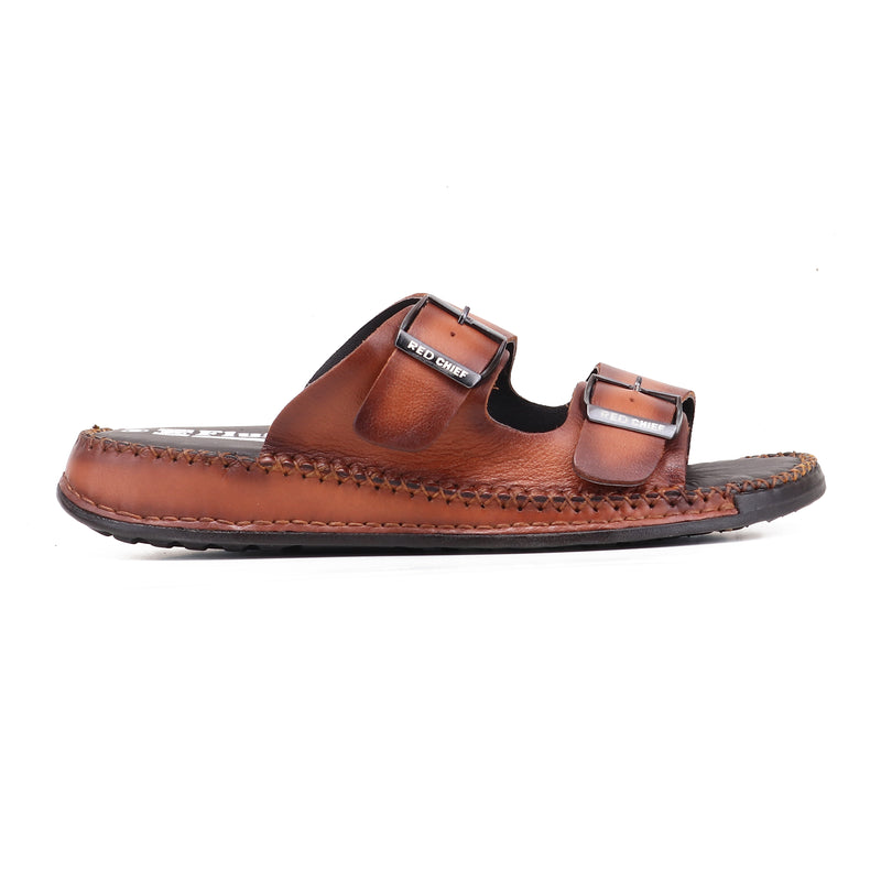 RED CHIEF Tan Leather Slipper for Men RC6081 006