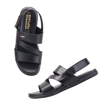 RED CHIEF Black Leather Sandal for Men RC851 001