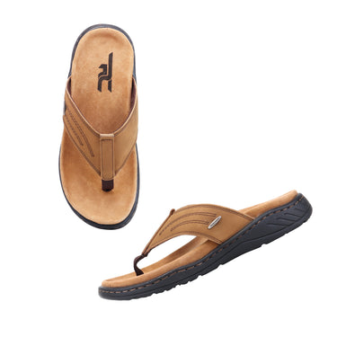 RED CHIEF Khaki Leather Slipper for Men RCF771 119