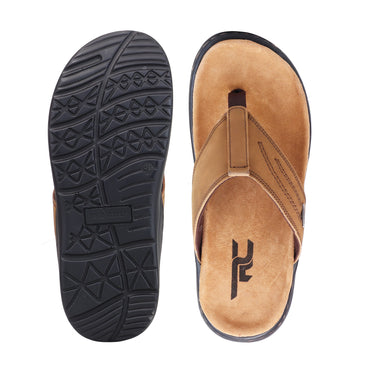 RED CHIEF Khaki Leather Slipper for Men RCF771 119