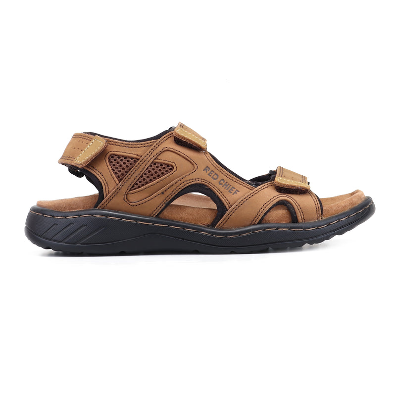 RED CHIEF Khaki Leather Sandal for Men RCF774 119
