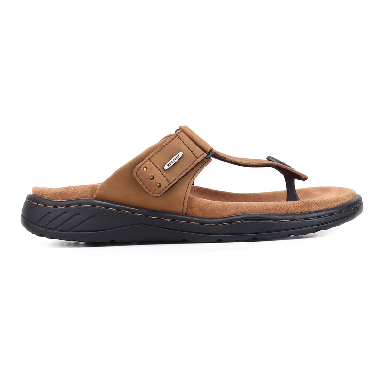 RED CHIEF Khaki Leather Slipper for Men RCF772 119