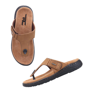 RED CHIEF Khaki Leather Slipper for Men RCF772 119
