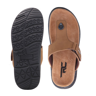 RED CHIEF Khaki Leather Slipper for Men RCF772 119