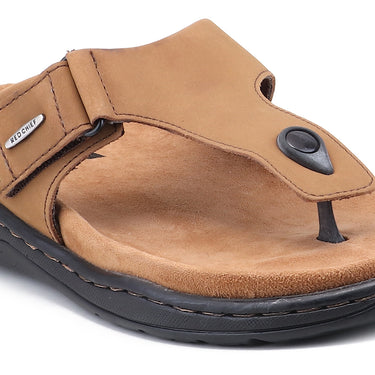 RED CHIEF Khaki Leather Slipper for Men RCF772 119