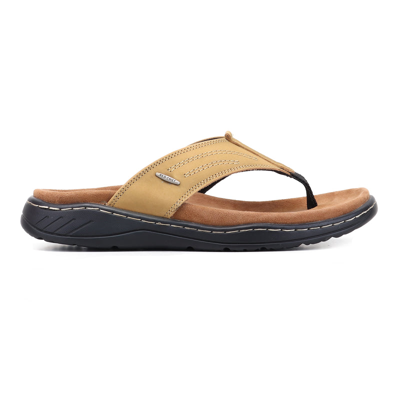 RED CHIEF Olive Leather Slipper for Men RCF771 124