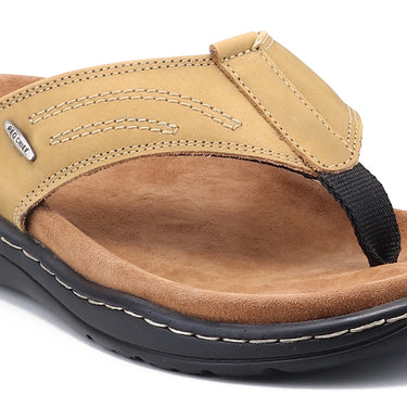 RED CHIEF Olive Leather Slipper for Men RCF771 124
