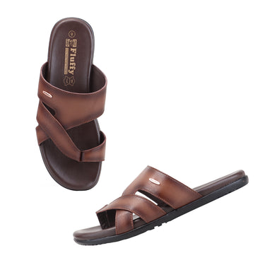 RED CHIEF Tan Leather Slipper for Men RC850 006