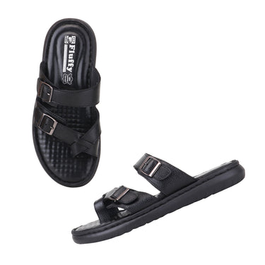 REDCHIEF Black Leather Thong Slipper for Men RC4109 001