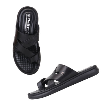 REDCHIEF Black Leather Thong Slipper for Men RC4108 001