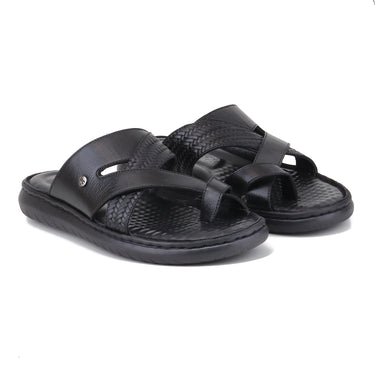 REDCHIEF Black Leather Thong Slipper for Men RC4108 001