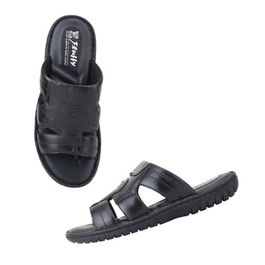 RED CHIEF Black Leather Casual Shoes for Men RC8008-A 001