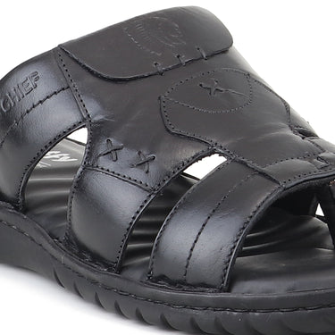RED CHIEF Black Leather Casual Shoes for Men RC8008-A 001