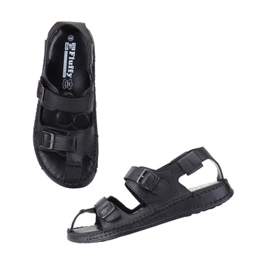 RED CHIEF Black Leather Sandal for Men RC6082 001