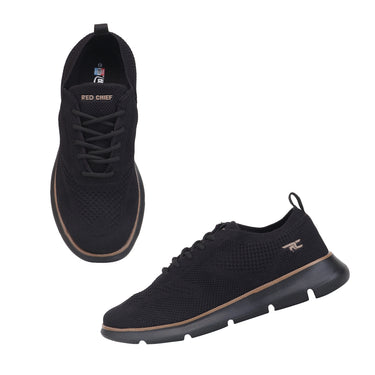 Red Chief Sports Black Color & Low Ankle Lace-Up Comfortable Walking Shoes for Men |W7025 001