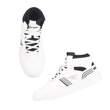 Red Chief Sports White-Blk. Color & Mid Ankle Lace-Up Comfortable Sneaker Shoes for Men |C6022 C261