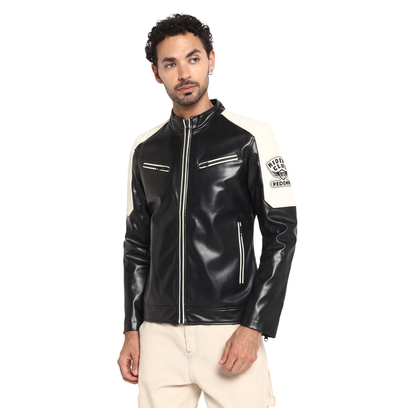 RED CHIEF Black/White Polyurethane Jacket for Men 8310254 F013