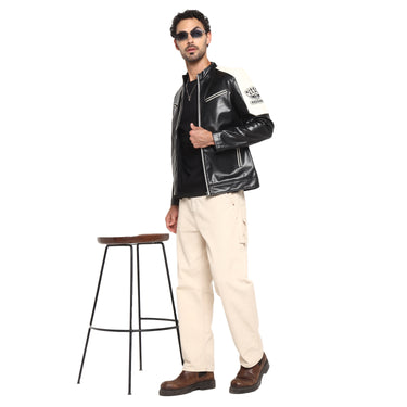 RED CHIEF Black/White Polyurethane Jacket for Men 8310254 F013