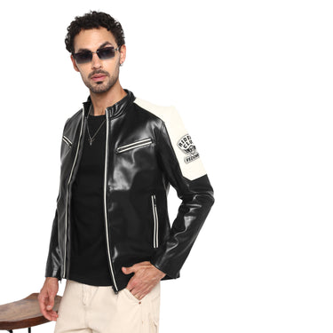 RED CHIEF Black/White Polyurethane Jacket for Men 8310254 F013