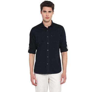 Red Chief Navy Solid Casual Shirt for Men O-8110066 156