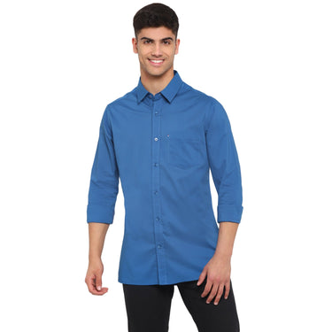 Red Chief Blue Solid Casual Shirt for Men O-8110069 002