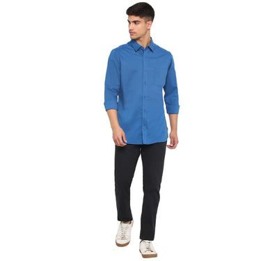 Red Chief Blue Solid Casual Shirt for Men O-8110069 002
