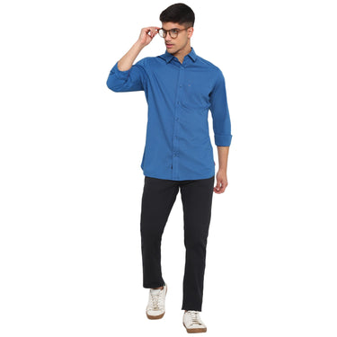 Red Chief Blue Solid Casual Shirt for Men O-8110069 002