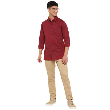 Red Chief Maroon Solid Casual Shirt for Men O-8110069 376