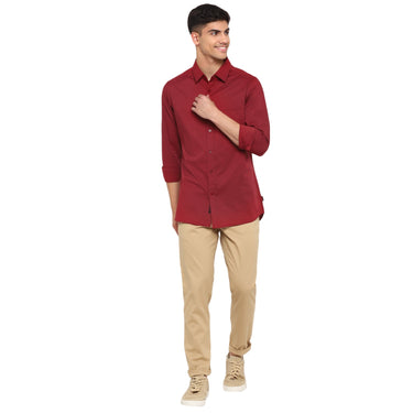 Red Chief Maroon Solid Casual Shirt for Men O-8110069 376